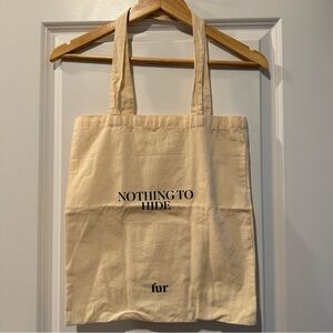 fur “Nothing To Hide” Canvas Tote Bag in Cream (B)